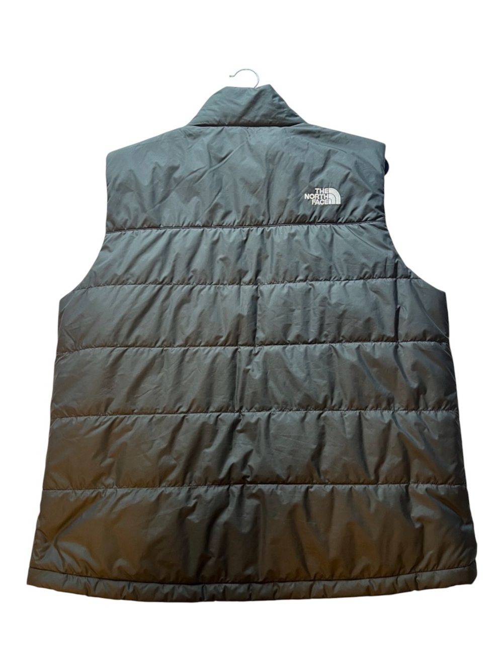 The North Face Black Quilted Insulated Puffer Vest with Turquoise Logo L EUC - Picture 2 of 8